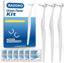 Dental Floss Picks Kit with 3 Handles & 360 Extra Strength Refills