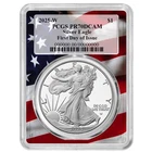 2025-W Proof $1 American Silver Eagle PCGS PR70DCAM FDOI Flag Frame