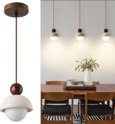 Travertine Stone Pendant Lights - Japanese Nordic Hanging Lamp Pendant 3 Pack