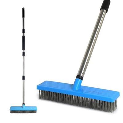 #ad Stainless Steel Wire Broom Deck Scrubber Brush with 55” Adjustable Length Stu... $34.77
