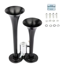 Dual Trumpet Deep LOUD Train Air Horn Kit 12 Volt Metal 12V 135DB