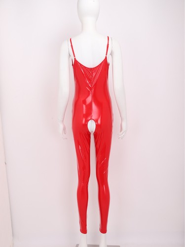 US Women's Bodysuit Faux Leather Babydoll Jumpsuit Bodycon Teddy Lingerie Romper - Picture 13 of 41