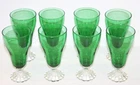 Set of 8 Vintage Anchor Hocking Burple Emerald Green Tea Glass Footed Goblet 7"