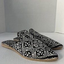 Moroccan Black  White Slippers/ Babouche/Mule- Size 42 11   New