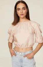 Love, Whit by Whitney Port Pink Open Back Crop Top Size XL (US 12-14) Designer M