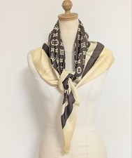 LOUIS VUITTON Monogram Silk Scarf Large Brown 78 x 80cm Authentic Vintage