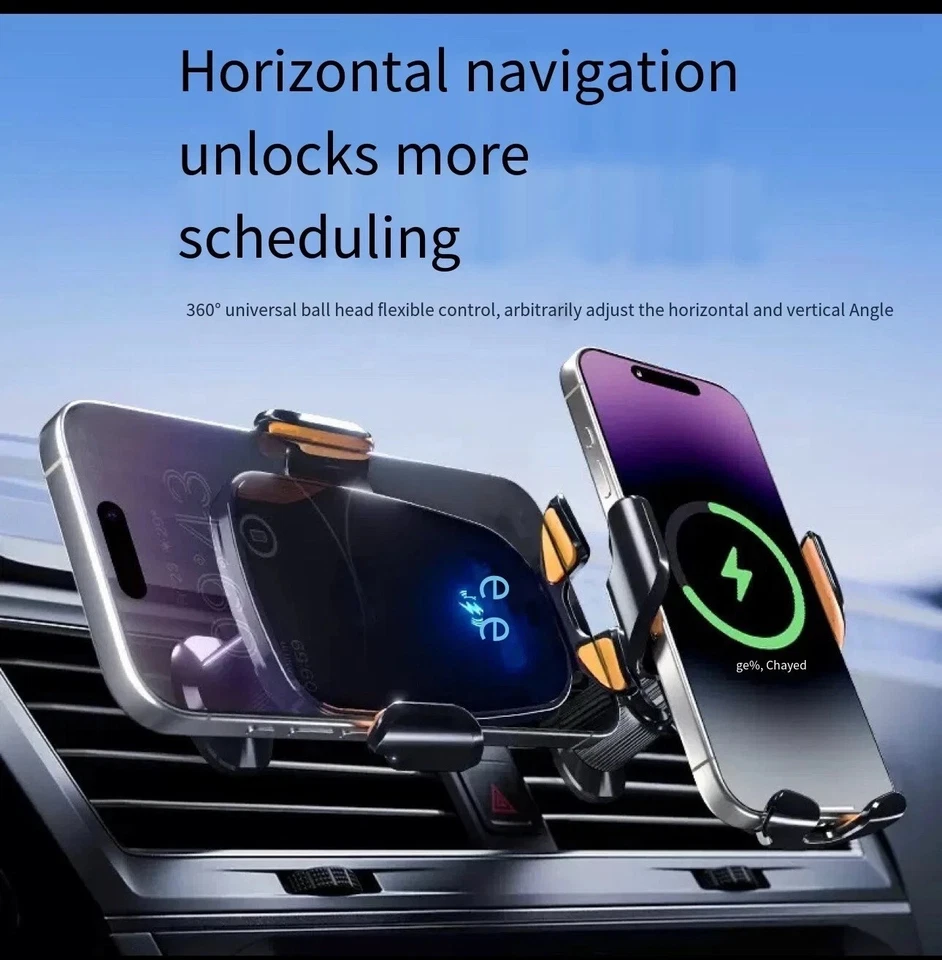 Car Wireless Charger Clamping Phone Holder Mount For mobile pones Air Vent - Image 3 of 4