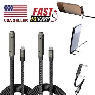 240W 2-in-1 USB C Fast Charg Cable Rotatable Stand Holder Playing While Charging