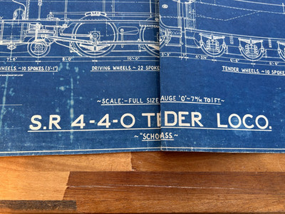Vintage S.R. 4-4-0 Tender Loco Blueprint Drawing School Class 338 Model Engi