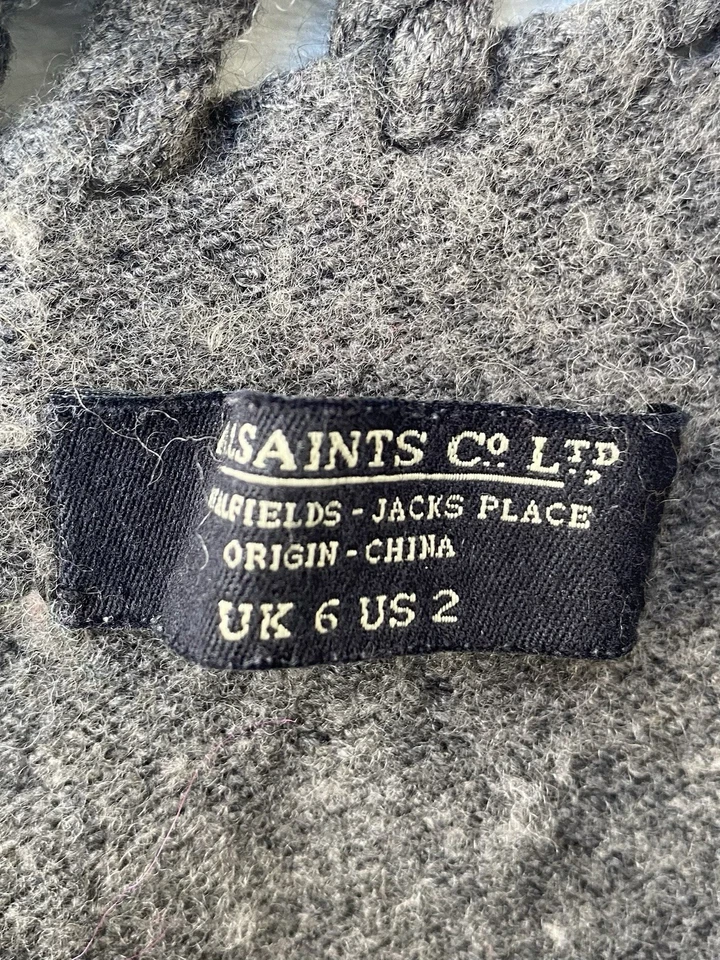 Suéter Corsé Para Mujer All Saints Laurentian Con Cordones Gran Tamaño Gótico Gris Us Talla 2 Foto 3 de 4