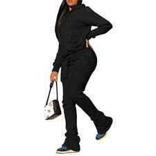 Women's Sweatsuits Sets Fleece 2 Piece Outfits Hooded Sweatshirts and Stacked...
