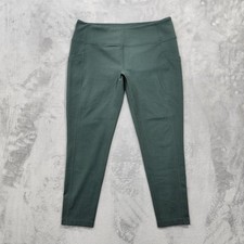Zella Leggings Womens L Green High Rise Ankle Pockets Stretch Yoga Gym Workout