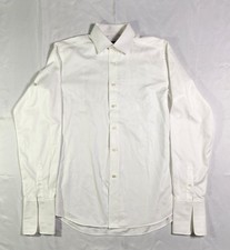 David Donahue White Dress Shirt French Cuff Tuxedo Trim 16 36/37 Formal Wedding