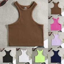 Comfy Fashion Basic Vest Tops Casual Crop Tops Fitness O Neck Skin-Friendly