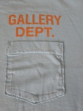 GALLERY DEPT LOGO POCKET SOUVENIR T-SHIRT LIGHT/SKY BLUE, SMALL EUC