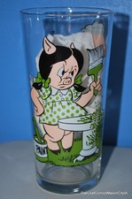 1976 Porky And Petunia Pig Pepsi Collector Glass NM! Nice! 6.25" tall