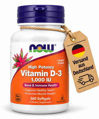 NOW Foods Vitamin D3 1000 IE 25 µg   360 Softgels   Vitamin D-3
