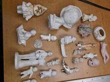 20 ANTIQUE 1880's GERMAN CHINA doll parts Heads defective Parts uncleaned