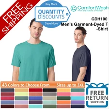 🔥 ComfortWash by Hanes Men's Garment-Dyed T-Shirt Short Sleeve Up To 3XL GDH100