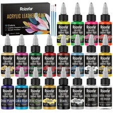 Acrylic Leather Paint, 18 Colors x 30 ml with Deglazer and Finisher, Acrylic ...