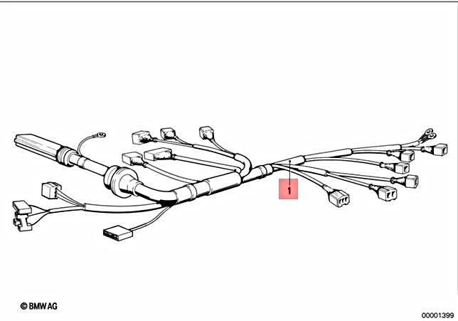 Genuine BMW E34 524td Sedan Engine Wiring Harness Dde 12512242975  