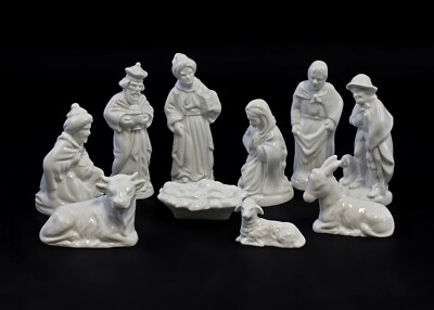 9942826-d Wagner&Apel Porcelain 10 Figures Nativity Scene White H11cm