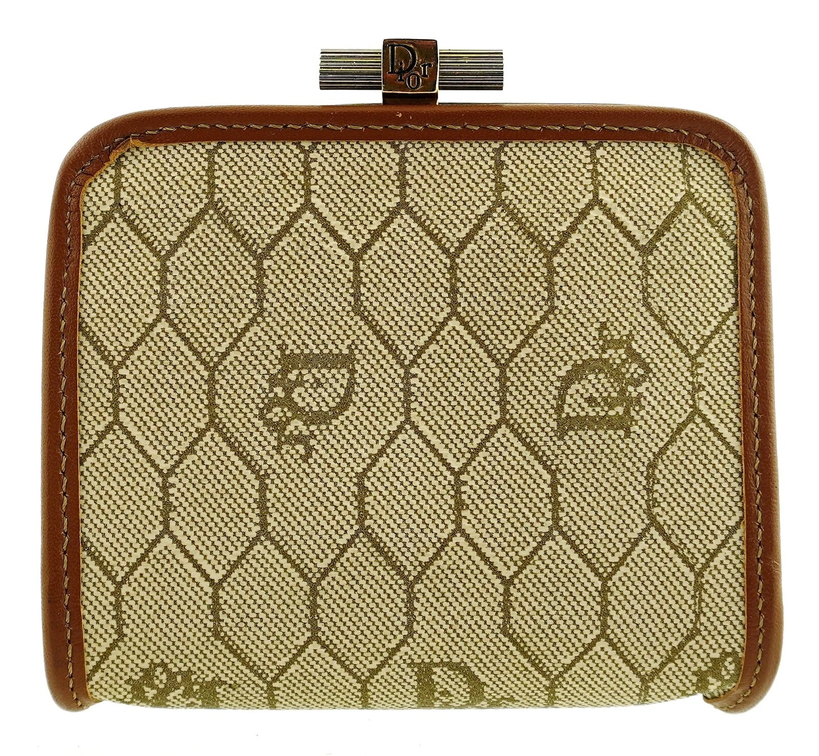 Authentique pochette portefeuille années 90 CHRISTIAN DIOR marron nid d'abeille France