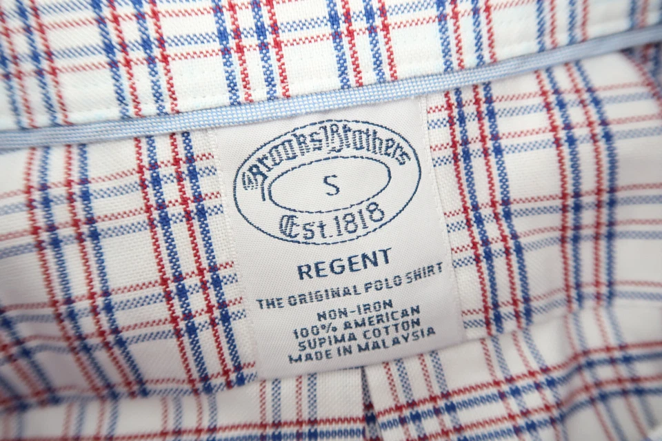 Рубашка на пуговицах мужская Brooks Brothers Regent Fit маленькая красно-бело-синяя клетчатая - Изображение 3 из 4