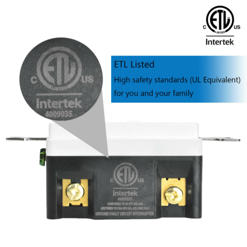 (3 Pack) 15AMP GFCI Outlet ETL Listed - Weather / Tamper Resistant WR TR - White - Picture 7 of 12