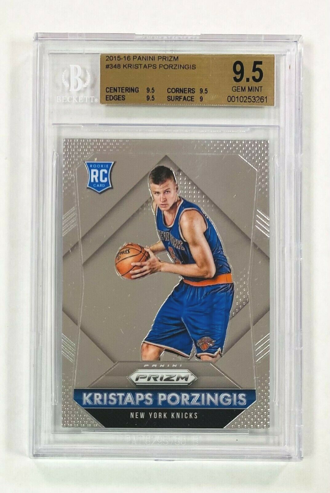 2015-16 Panini Prizm KRISTAPS PORZINGIS BGS 9.5 Rookie Card #348 GEM MINT RC