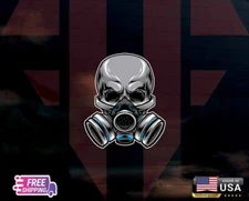 GAS MASK SKULL DECAL STICKER  DESIGN LAMINATED +6Y + US + VINYL AI