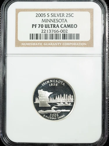 2005 S Silver NGC PF 70 Ultra Cameo Minnesota Statehood Quarter 25C Item#J10166