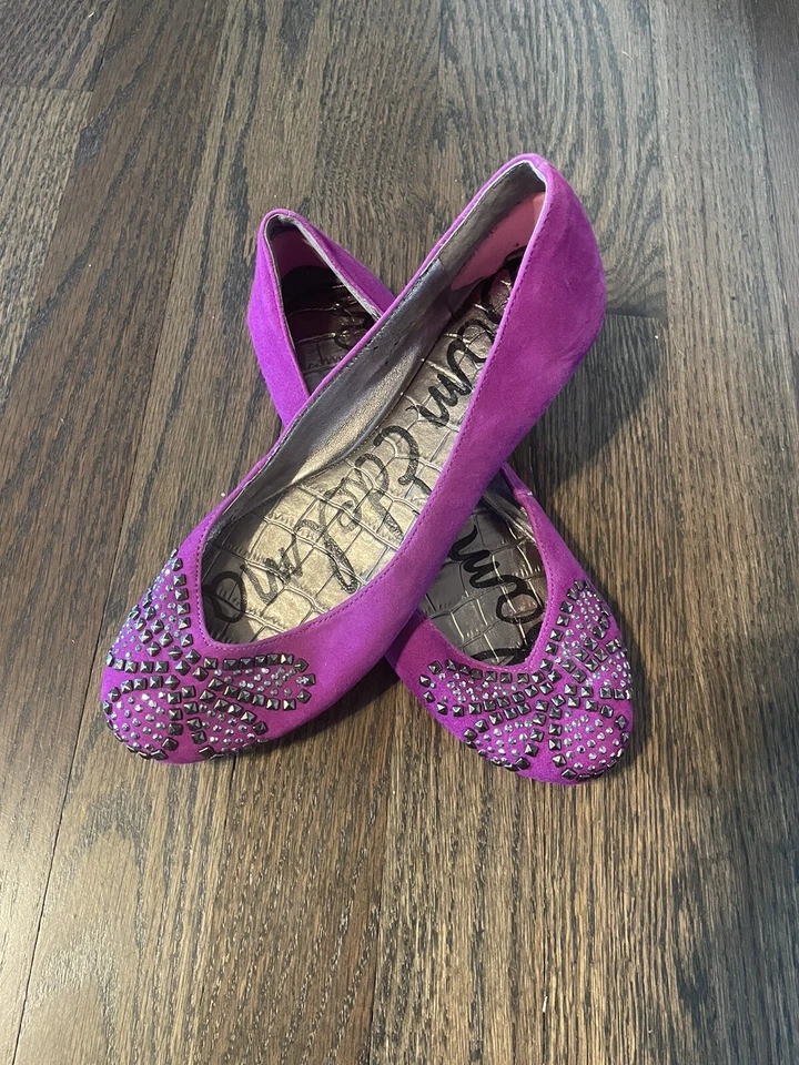 Sam Edelman Charleen балетки туфли 6 M с заклепками кожи замши фуксии - Изображение 3 из 4