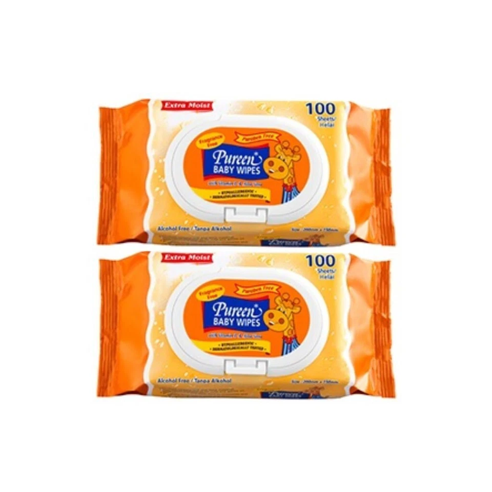 Pureen Baby Wipes Fragrance Free (2 x 100's) - Image 2 of 4