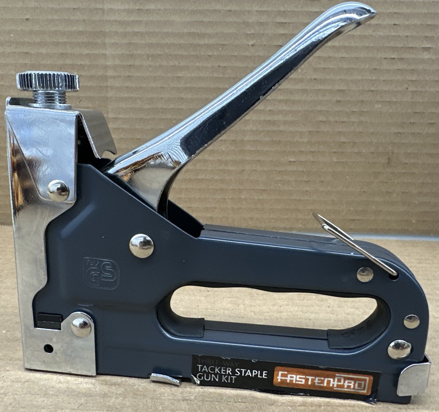 Heavy Duty Three Way Staple Gun Stapler FASTEN PRO Model 62992 Blue Silver