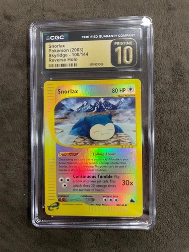 Snorlax Reverse Holo Skyridge 100/144 eReader English LOW POP CGC Pristine 10