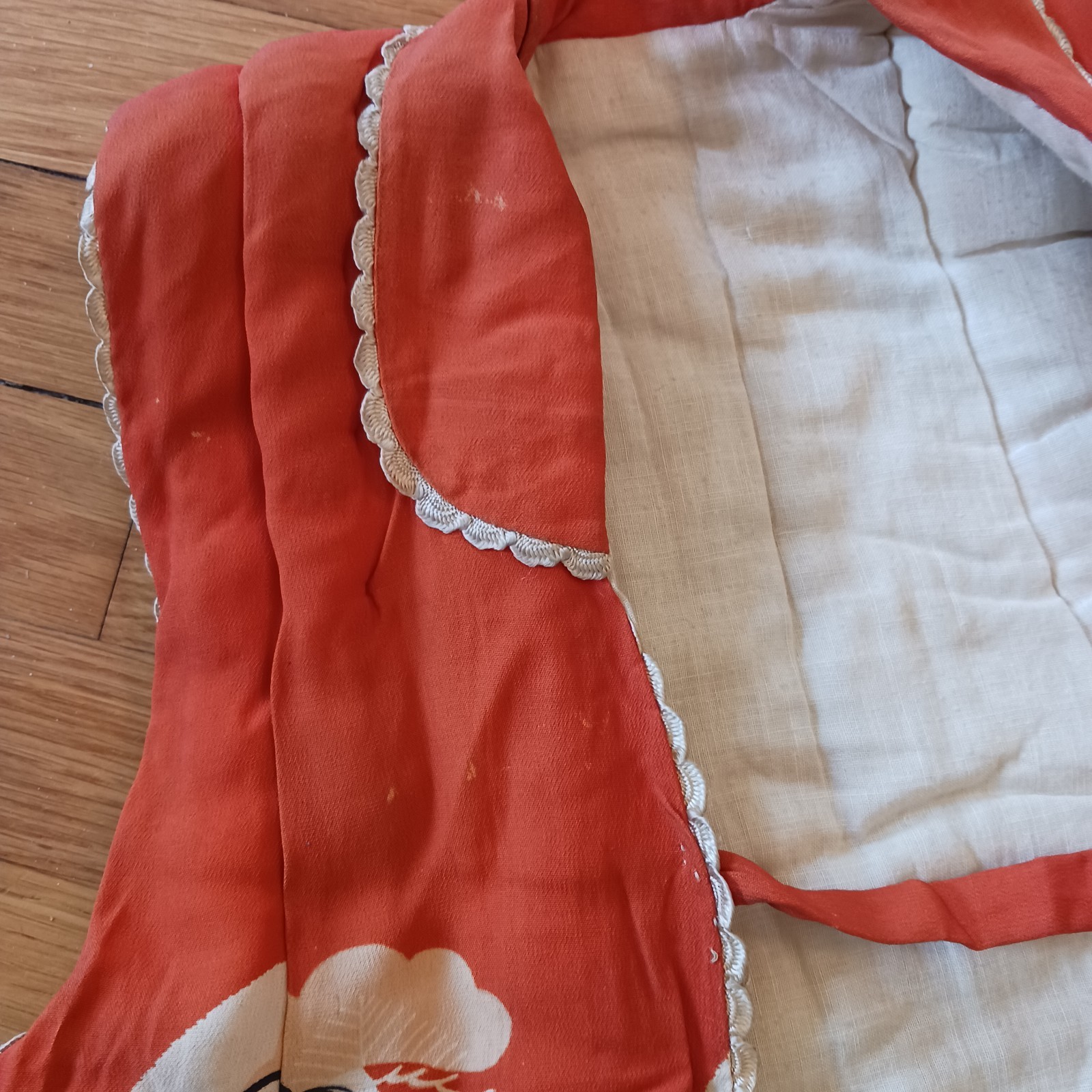 Vintage Child's Japanese Quilted Vest Floral Print Tie Front Old