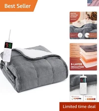 2-in-1 Weighted Heated Blanket - Fast Heating 10 Heat Levels