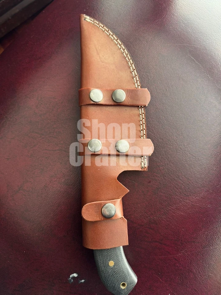 Cuchillo Rastreador Forest Lino Negro Mango Micarta Funda 62 HRC D2 Herramienta Acero Foto 4 de 4