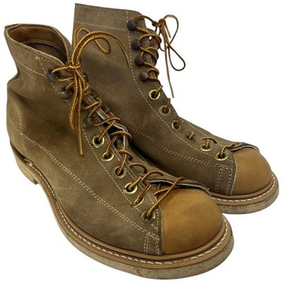 Vintage Tan Suede Leather Monkey Boots Men\'s Size 9 C Vulcan Soles Shoes‎ Vintage Tan Suede Leather Monkey Boots Men main image 4