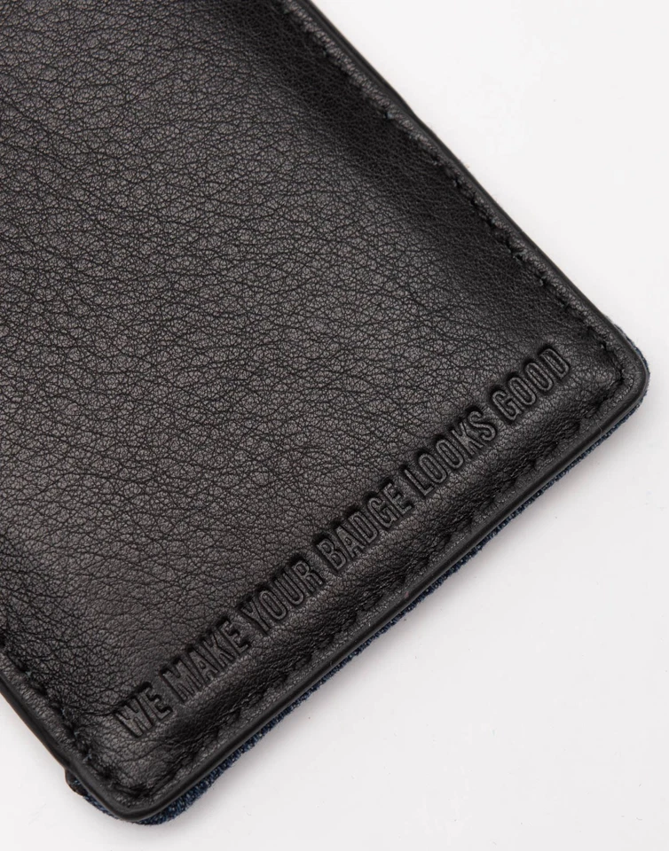 DIESEL "DAILY DNA" BEGGIAMY Leather ID Badge Card Holder Denim Trim Long Strap — 第 4/4 张图片