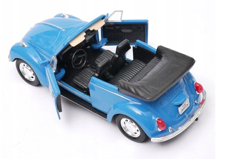 Welly Volkswagen Maggiolino Cabrio Blu Scala 1:34 1:39 Auto 4,5 Pollici in... - Immagine 3 di 4