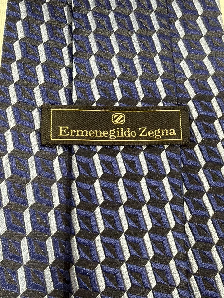 Corbata Ermenegildo Zegna para hombre azul geométrica 100 % seda multicolor talla única Foto 2 de 4