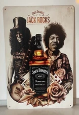 Jack Daniels Tennessee Whiskey Metal Sign - Jimi Hendrix - Slash Guns N Roses