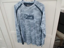 shirt   pullover mens gray  blue pelagic camo fishing long sleeve xl shirt