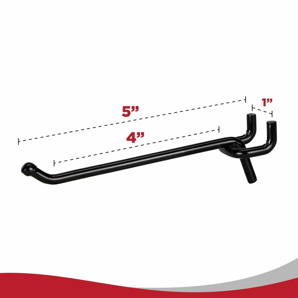 Presa Heavy Duty Black Steel Peg Board Shelving Hooks, 2 to 10-Inch, 50-Pack - Image 4 of 4