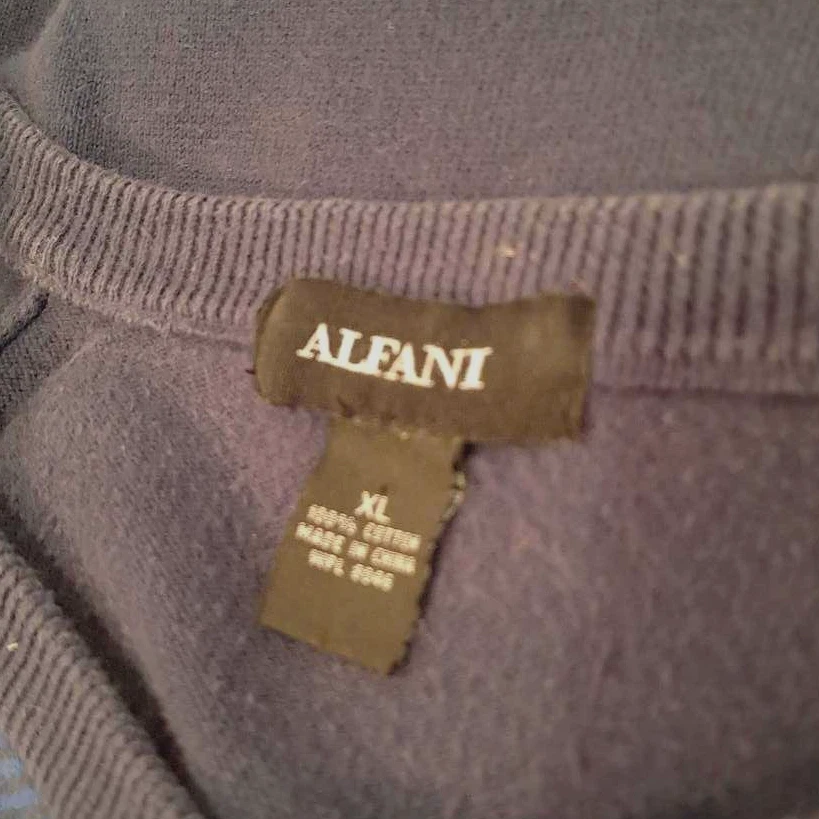 Alfani Men's Knit T-shirt Blue Black Pullover Stripe V Neck 100% Cotton XL - Image 4 of 4