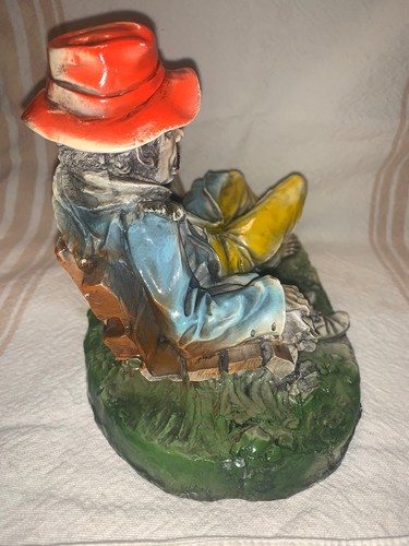 Vintage F. Ingargiola Ceramic Figurine "Hobo Man on Bench” Italian Artist - Picture 6 of 8