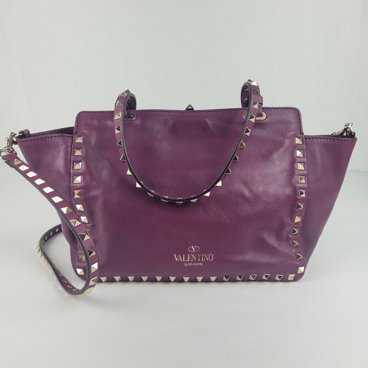 Valentino Garavani Purple Leather Rockstar Light Gold Valentino Garavani Purple Leather Rockstar Light Gold
