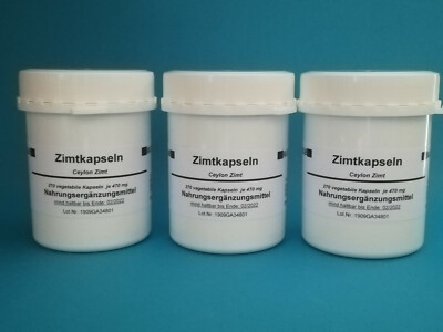 Zimtkapseln  Dosen je 270 Kapseln = 810 vegi Kapseln cumarinarmer Ceylon Zimt  